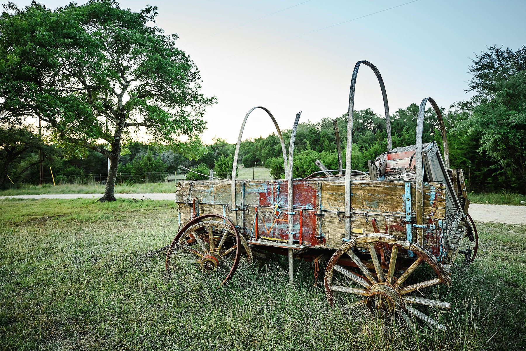 Wanderin Star Farms in Dripping Springs, Texas AirBNB vacation rental wagon 