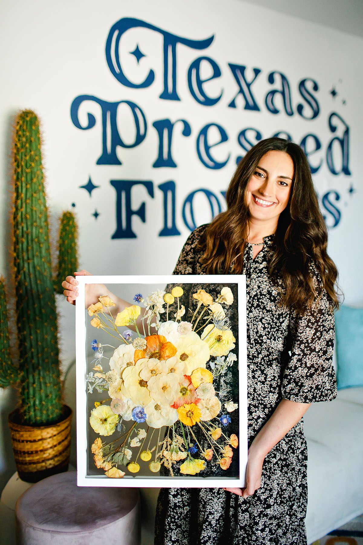 Elissa Gallegos with Texas Pressed Flowers in Dripping Springs, Texas photographed by Lauren Clark, Dripping Springs Realtor