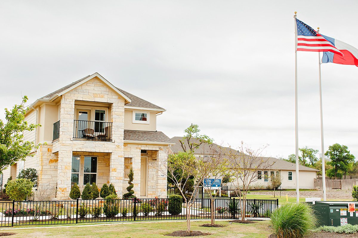 Model home for Meritage in Big Sky Ranch neighborhood in Dripping Springs, Texas