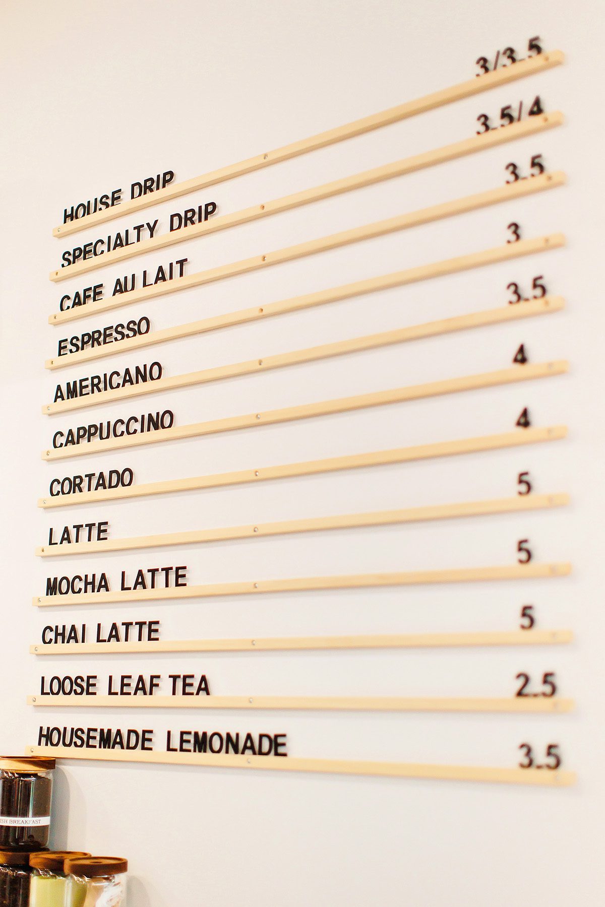 coffee menu at Fair Lane Cocktails and Coffee in Dripping Springs